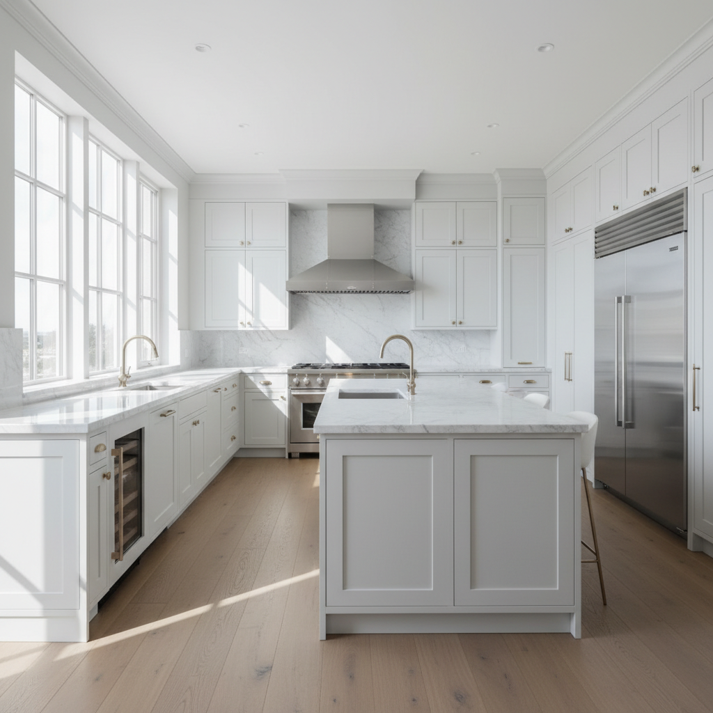 Luxury kitchen with built-in Sub-Zero style refrigerator