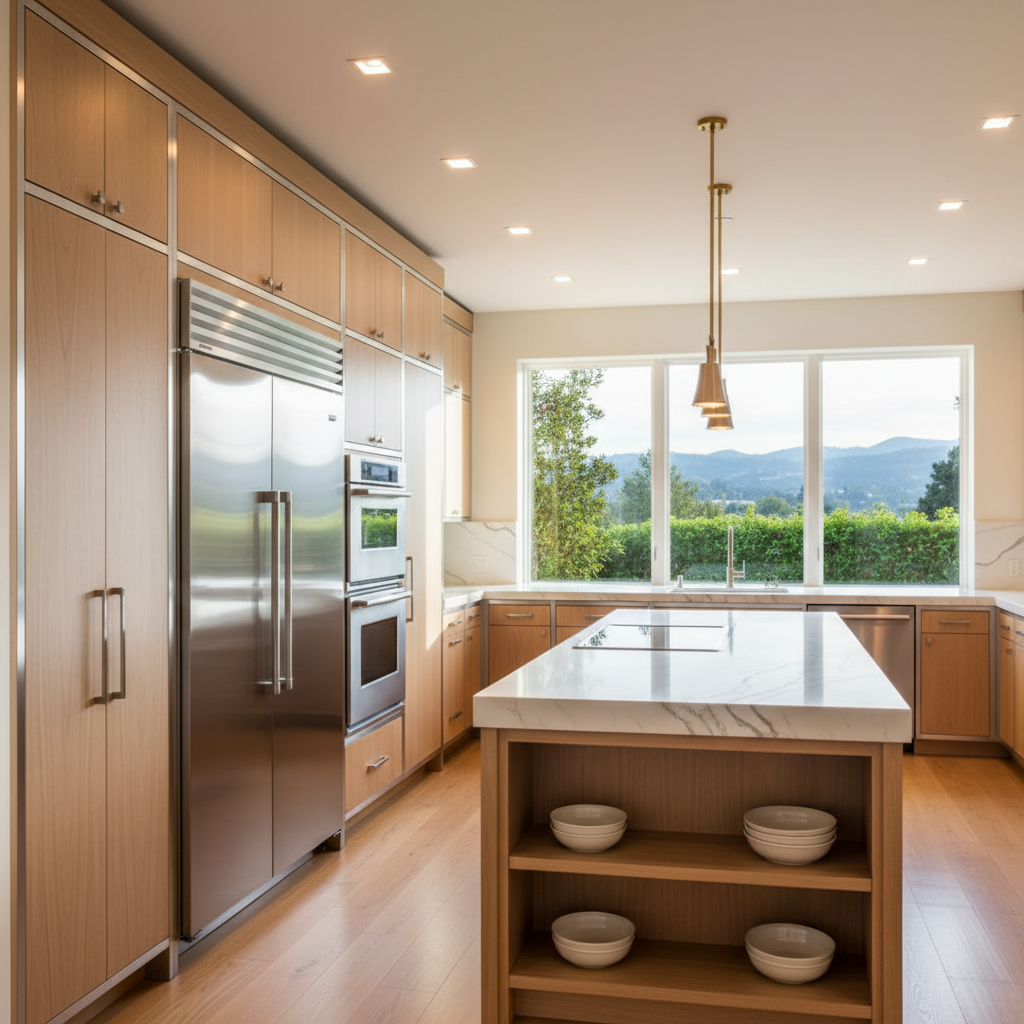 Upscale Monte Sereno kitchen with integrated appliances